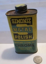 VINTAGE SIMONIZ METAL POLISH  METAL TIN WITH LID MADE IN USA