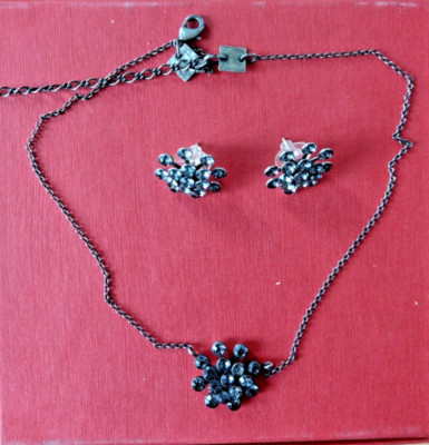 Konplott   Magic Fireball  Kette Collier & Ohrstecker Kristalle blau-grau