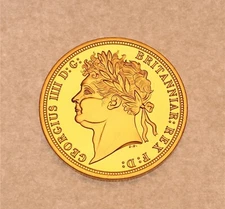 1821 KING GEORGIUS IIII 24K GOLD PLATED SOVEREIGN COININ PROTECTIVE PLASTIC CASE