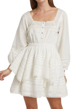 $198 Astr the Label White Eyelet Tiered Pacoima Dress Medium NEW A419