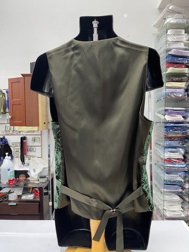 NUEVO Chaleco Creme De Seda para Hombre Moda Terciopelo Triturado Premium Verde EE. UU. - Imagen 4 de 4