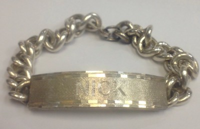 SCHWERES HERRENARMBAND STERLINGSILBER NICK NAMENSSCHILD HERREN .925