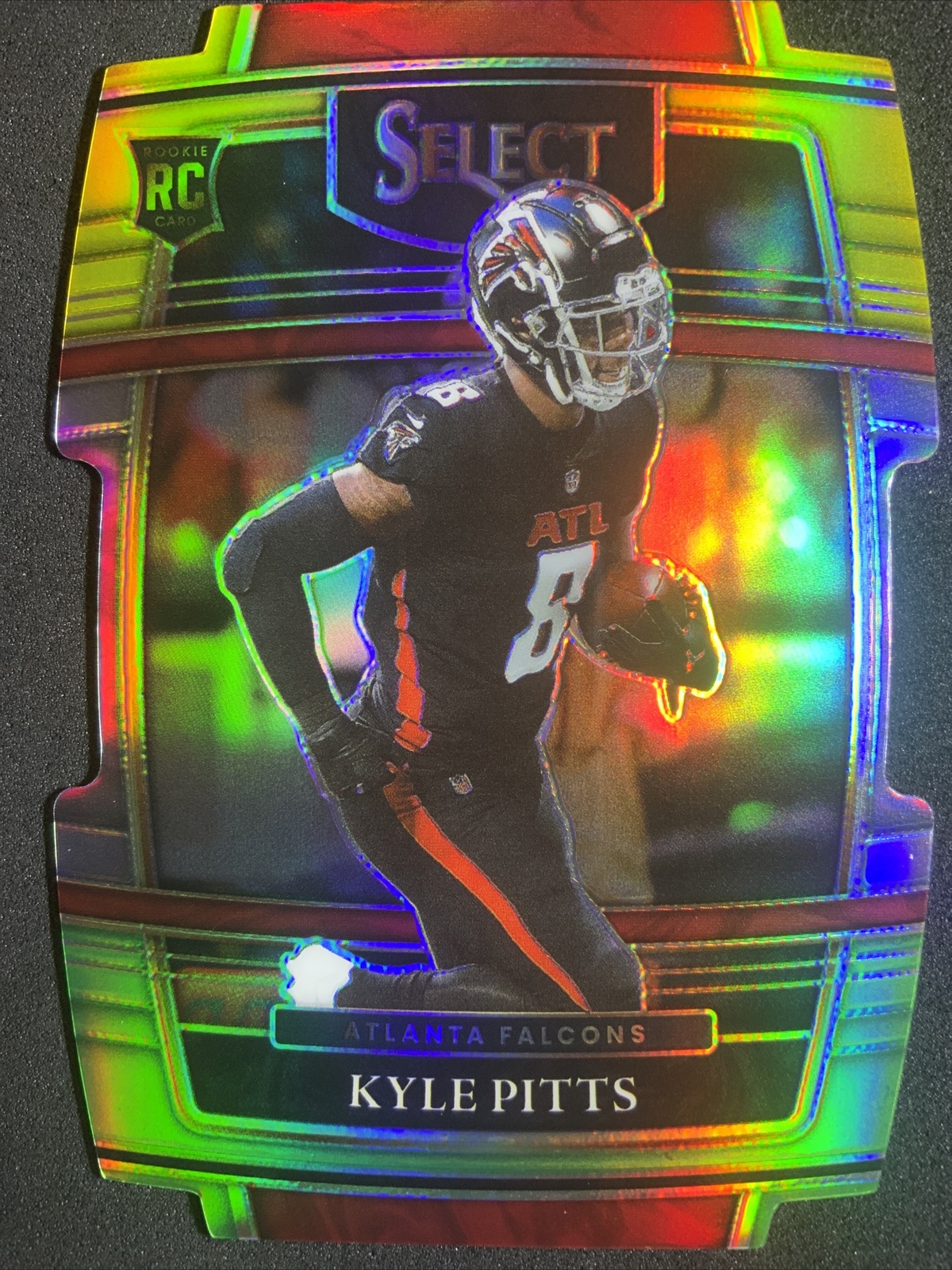 2021 Select Kyle Pitts Yellow and Green Concourse Level Die-Cut #46 RC Falcons
