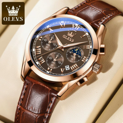 OLEVS Mens Watches Luxury Chronograph Waterproof Luminous Analog Quartz Classic