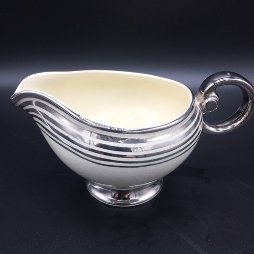 1940’s Taylor Smith Taylor Silver Platinum Trim Lines Art Deco Creamer 6495 - Picture 2 of 8
