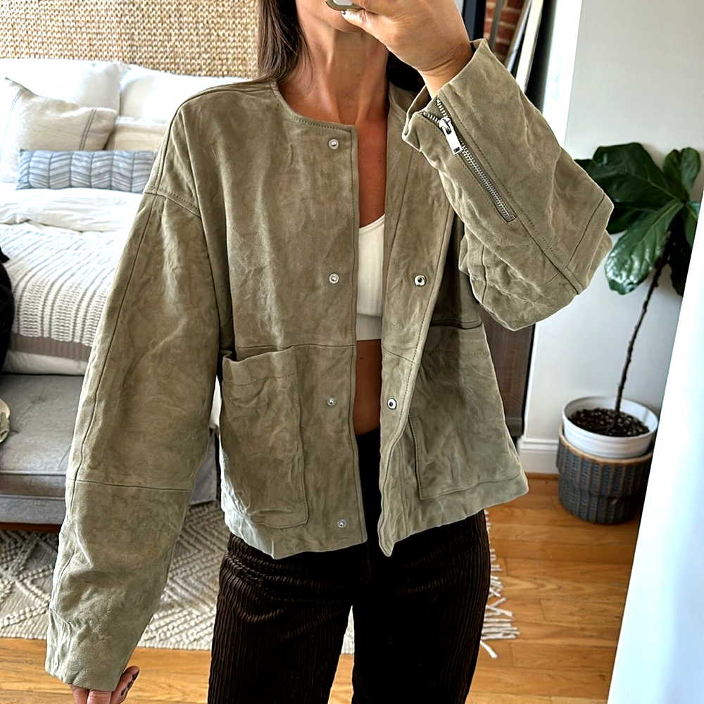 Faux Suede Zara Giubbotto Beige BELTED FAUX SUEDE JACKET Brown