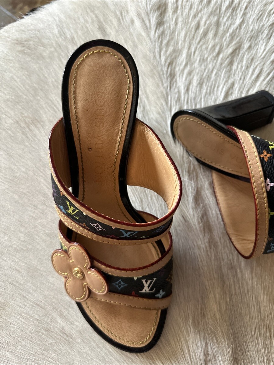 【ペコrinさま】Louis Vuitton ミュールブラックサテン22.5cm ペコrinさま】Louis Vuitton ミュールブラックサテン22.5cm