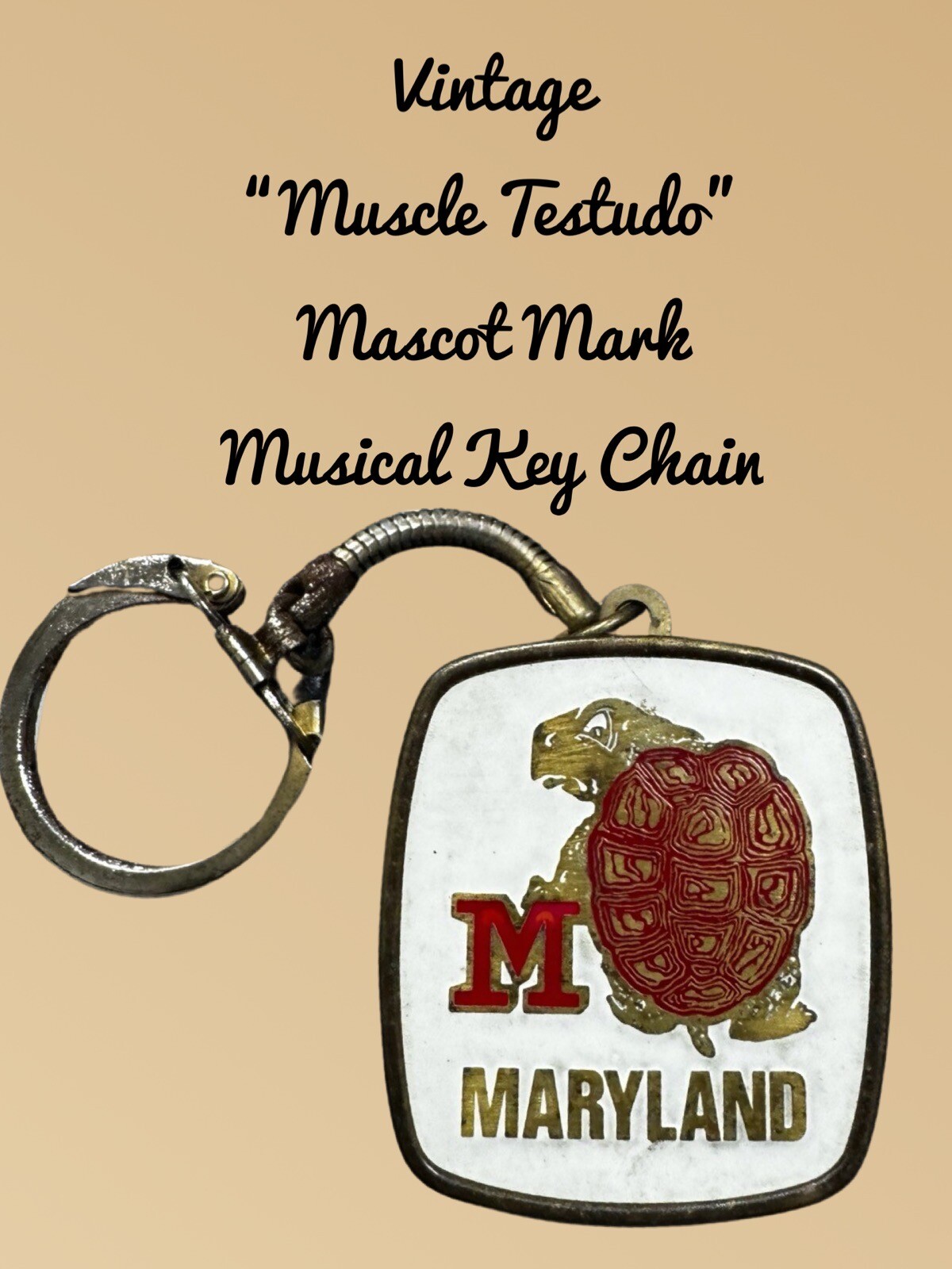 Vintage Maryland ”Muscle Testudo” Mascot Mark Musical Keychain
