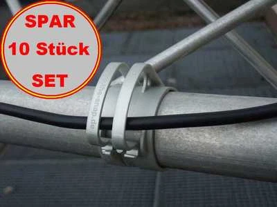 10x SNAP light Grau Kabel Halter für Traversen Rohr, Befestigungs Klammer Klemme
