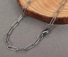 Silver Stainless Steel 4mm Paperclip Cable Link Chain Fashion Necklace 24” NEW