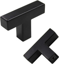 50 Pack Black Cabinet Knobs Matte Square Dresser Knobs for Cabinets Modern T Bar