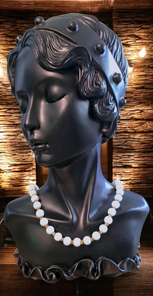 Juego de collar y pulsera de piedra natural de ónix blanco mate. Ajustable.18-20 pulgadas. Foto 2 de 4