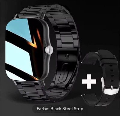 Bluetooth Smartwatch Music & Call 44mm schwarz Edelstahl iOS/Android Puls Schlaf