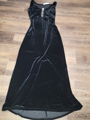 VTG Jessica McClintock Gunne Sax Gown 9/10 BlK Velvet Deep  V Evening Gala Dress
