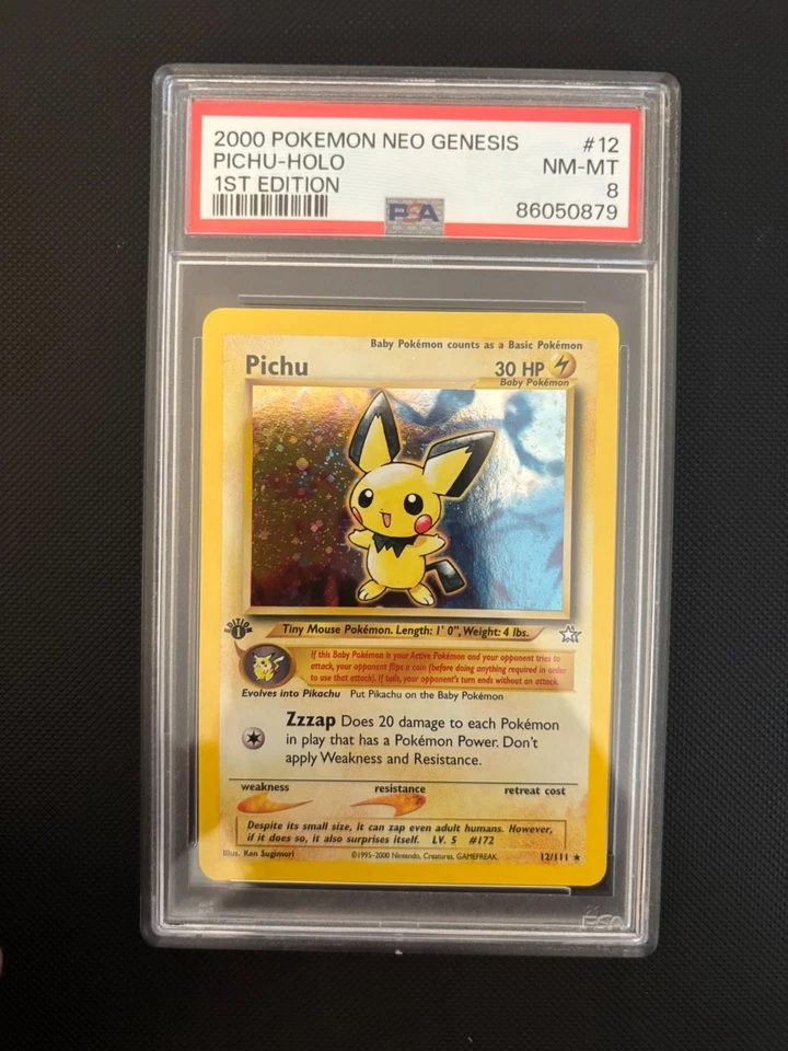 PSA 8 2000 Pokemon 1st Edition Pichu 12/111 Neo Genesis Holo NM/Mint 💎 - Image 2 of 3