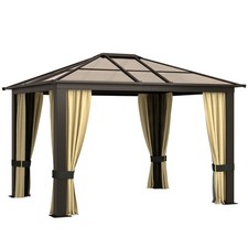 12 X 10 Aluminum Patio Gazebo Canopy W Polycarbonate Hardtop Roof
