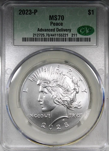 2023 Peace Dollar CAC MS70 Advanced Delivery Perfect Coin-SEE STORE WW2 MEDALS