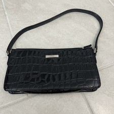 Esprit borsa donna nera tracolla finto alligatore stampa coccodrillo piccola zip vintage