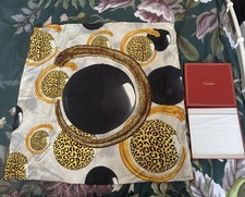 Cartier Vintage Silk Scarf RARE Panthere Leopard Print with Box