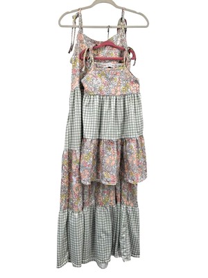 Abby & Evie Matching Mommy & Me Dresses Sage Pastel Floral Harmony Gingham XL/6