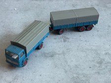 Wiking 1:87 Mercedes-Benz blau Pritsche mit 3 achs Anhanger  *C16*