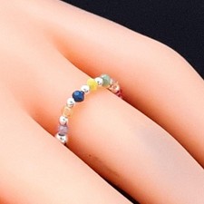 1.00ctw Multi-Color Gemstones Beaded Stretch Ring