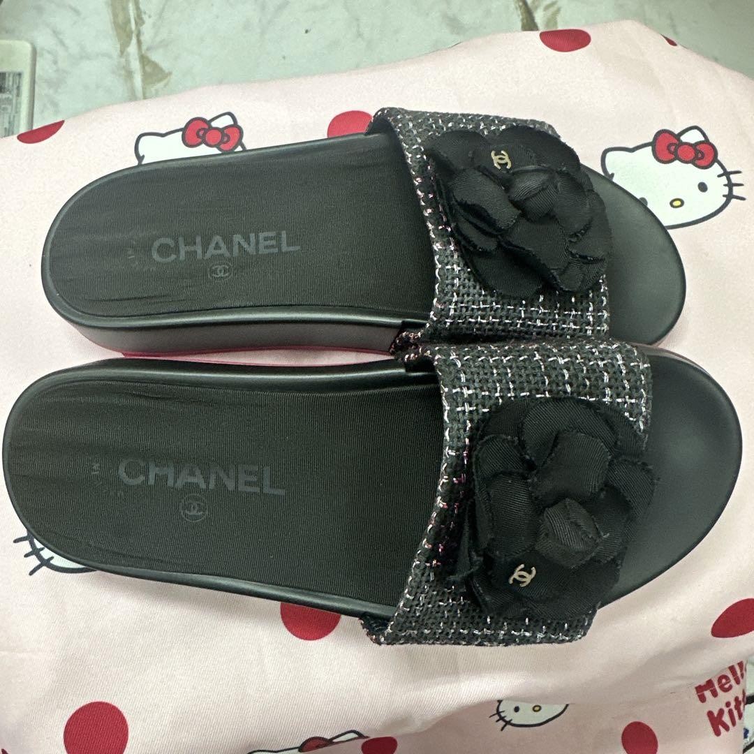 Chanel Camelia Leather Sandals for Men Size 5 US Stylish Preowned