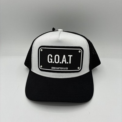 John Hatter & Co. Trucker Hat  G.O.A.T' Patch Cap Black White Snapback - NWT