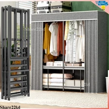 Portable Heavy Duty Wardrobe Closet 1200LBS Foldable Garment Rack Metal Rack