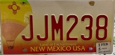 2015 New Mexico Yellow Red License Plate JJM-238. Used
