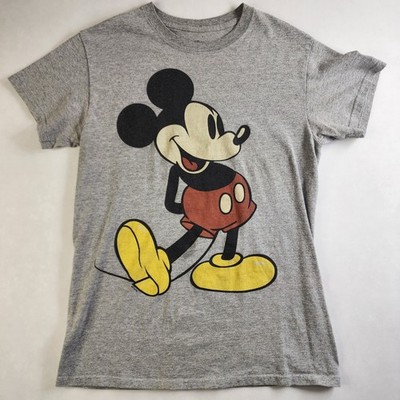 Vintage Disney Women s Heathered Gray Mickey Mouse T-Shirt Size Small S S/S