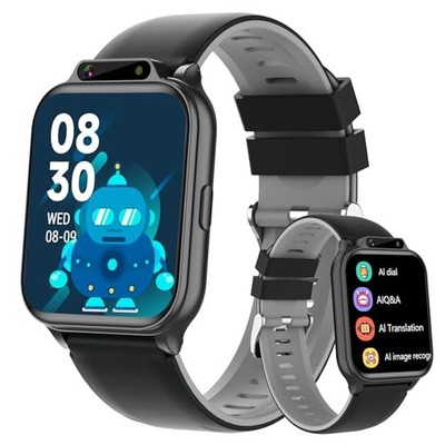 1.85'' Kids Watch, AI(Translation/Q&A/Watch Face/Image Black Built-in AI