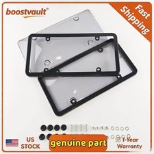 2x Unbreakable License Plate Coversframes Auto Tag Shield Protector Front Rear