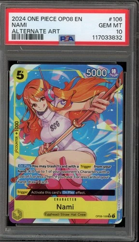One Piece CCG Nami Alternate Art OP08-106 PSA 10 Gem Mint