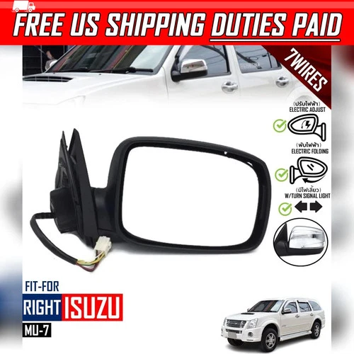 RH Right Side Wing Door Mirror Electric 7 Wires Chrome For Isuzu MU-7 2005-2013