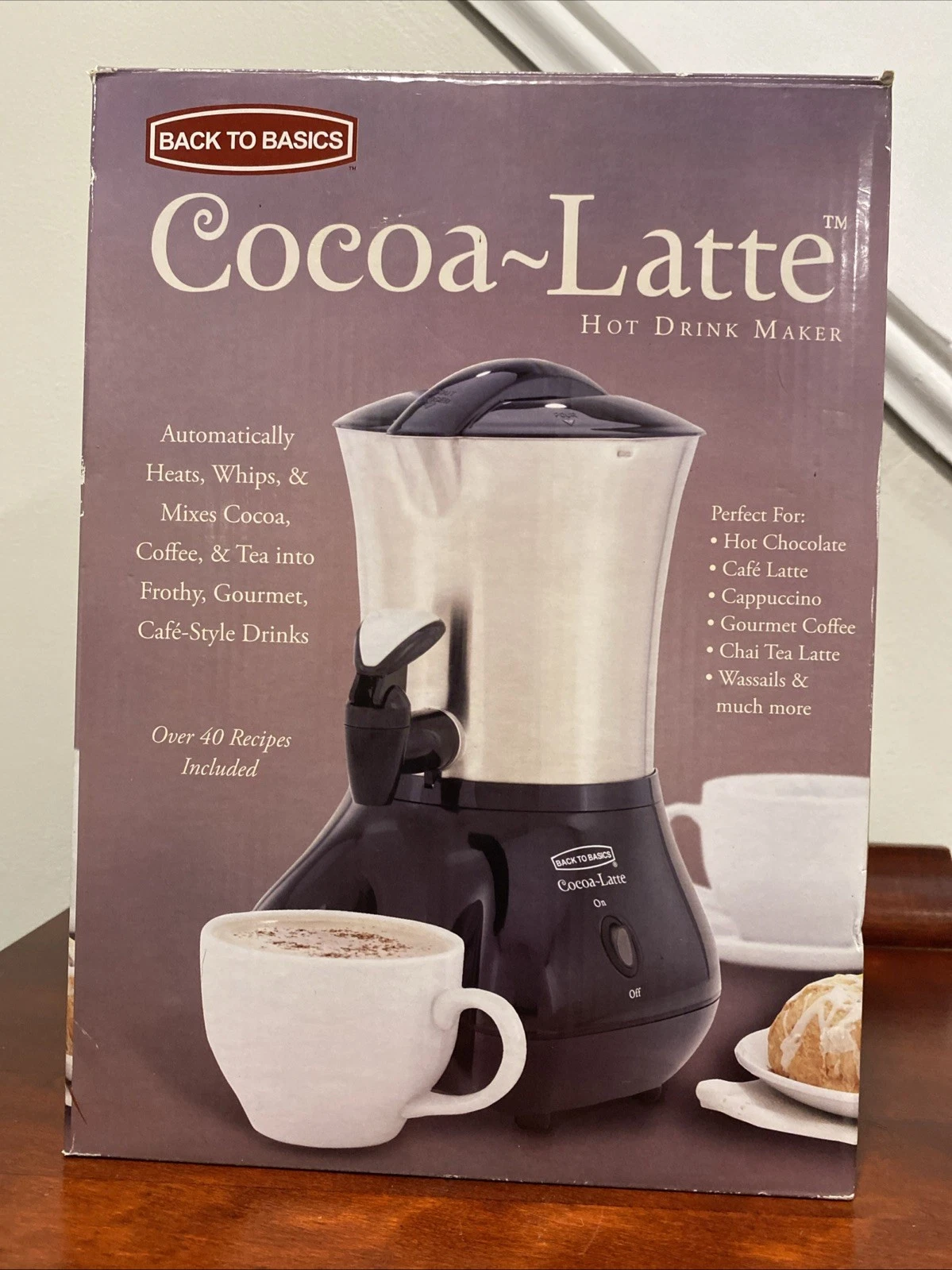 Back to Basics Cocoa Latte Hot Drink Maker CM300BR Silver 32oz Frother Dispenser