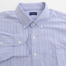 Proper Cloth Mens Button Down Dress Shirt Blue Striped Oxford Cotton 20-36.5