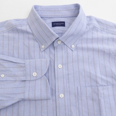 Proper Cloth Mens Button Down Dress Shirt Blue Striped Oxford Cotton 20-36.5