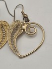 Vintage Gold Tone Open Heart Filigree Dangle Drop Earrings Swirl Scroll Boho — photo 4