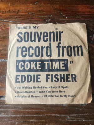 Eddie Fisher Coke Time Souvenir Record, 6 Jukebox songs (RCA Victor) 45 RPM