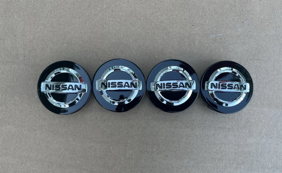 Set of 4 BLACK Nissan 54mm Wheel Center Caps for Altima Maxima Murano Foto 2 de 3