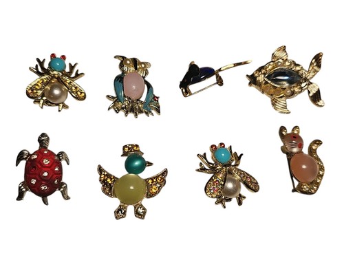 Vintage Lot Of 8 Jelly Belly Insect Animal Pin Brooches West Germany Mouse Cat + - Picture 2 of 6