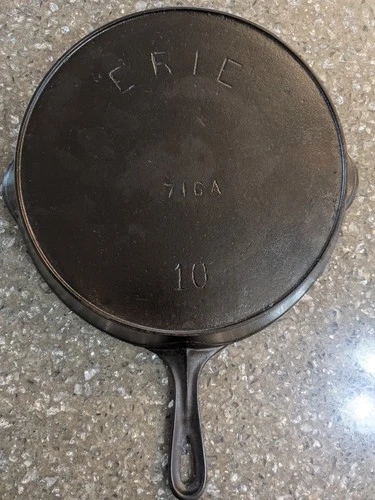 RESTORED* Pre-Griswold "Erie" #10 Cast Iron Skillet   716A Beautiful