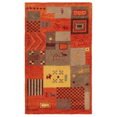 Gabbeh 122x72 cm Handgeknüpfter Orientteppich Wolle Carpet Rug Orange