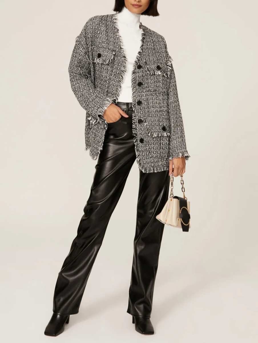 JOIE Women's Caviar Morro Button-Front Boucle Tweed Jacket 6