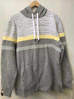 American Rag Cie Mens Color block Striped Gray Hoodie Size L Large NWT 