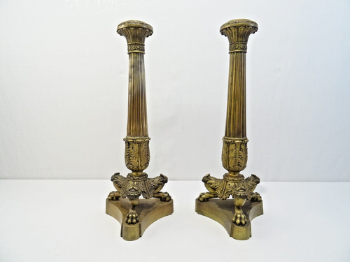 ALTES PAAR KERZENLEUCHTER KERZENSTÄNDER EMPIRE BRONZE CANDLESTICK LEUCHTER CANDELIERE - Bild 2 von 13