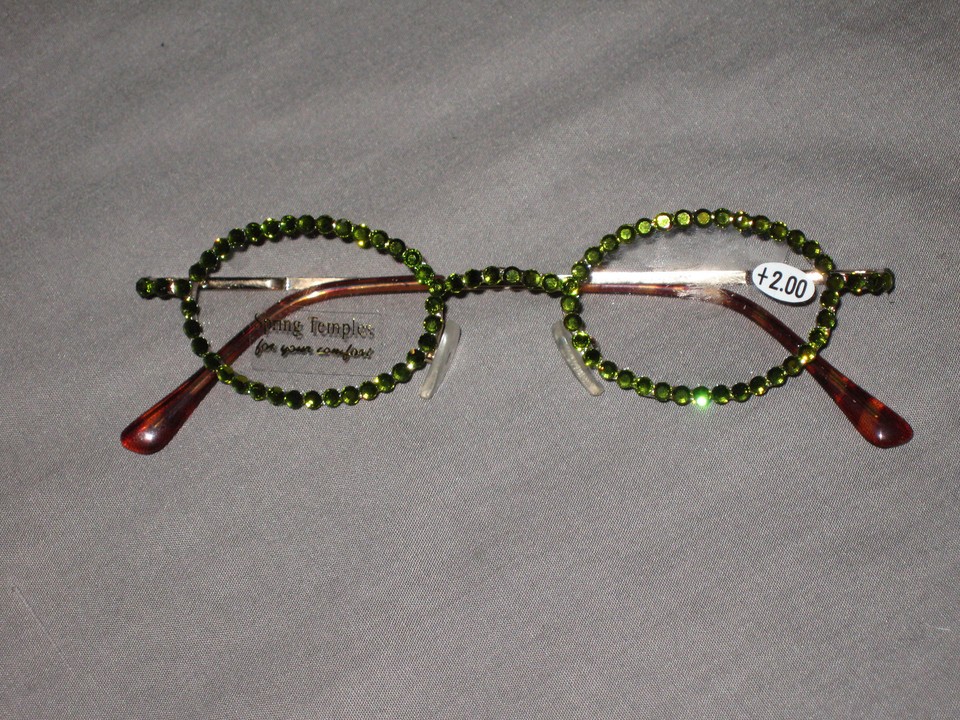 Made with Swarovski Crystal Jeweled Reading Glasses Bling +2.00 Frames