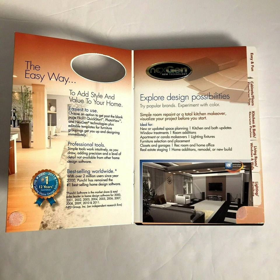 NexGen Interior Design Suite Computer Punch Software works Windows 7, Vista, XP  - Image 4 of 4