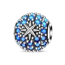 KUNSIR 925 Sterling Silver Starry Blue Crystal Bead Charm For Bracelet DIY Charm